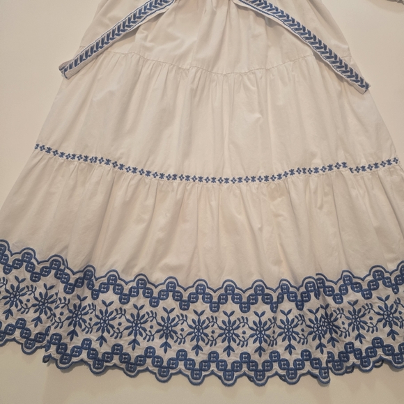 Shoshanna Leilani Dress Cotton Hourglass V-neck 3/4 sleeves Size 12 - Picture 3 of 13